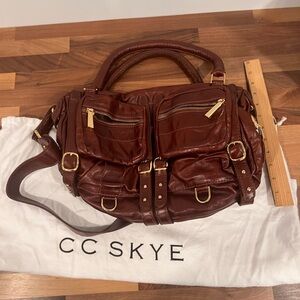 CC Skye Brown Leather Satchel with Versatile Straps